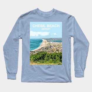 Chesil Beach Dorset England. Portland Travel poster Long Sleeve T-Shirt